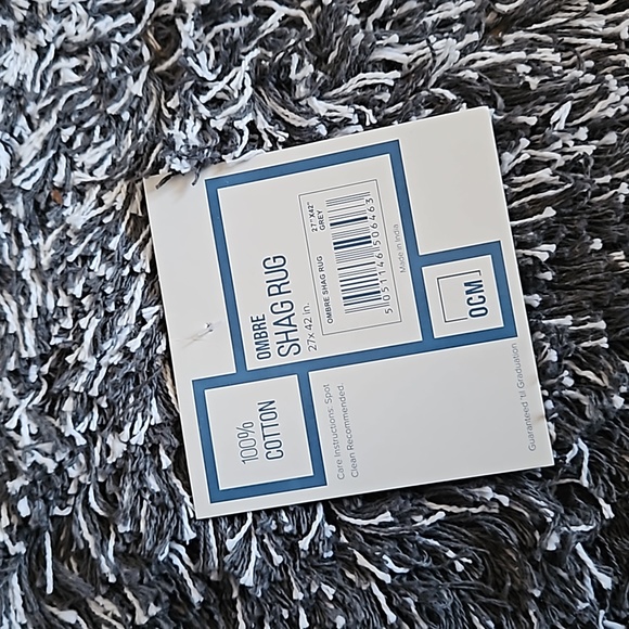 New OCM Ombre Shag Rug 27"x42" Gray Black White NWT Bathroom Room College Dorm - Picture 3 of 5